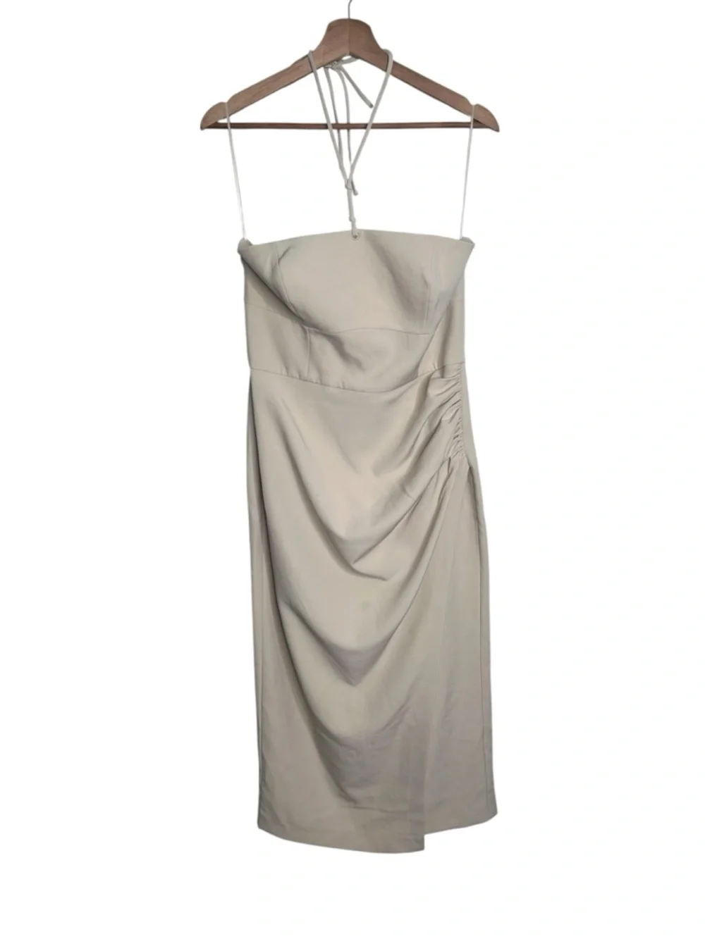 French Connection Silver Lining Women's Echo Crepe Halter Midi Dress Size US 8